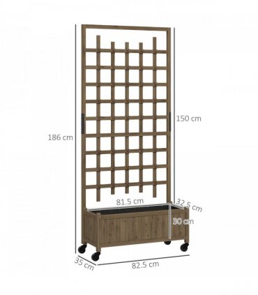 Outsunny Wooden Trellis Planter, Raised Garden Bed with Wheels and Bed Liner