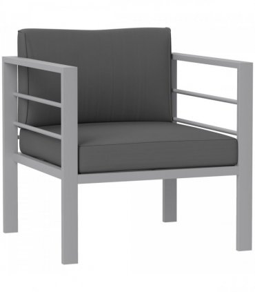 Outsunny Patio Furniture Aluminium Armchair with Cushions, Charcoal Grey