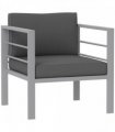 Outsunny Patio Furniture Aluminium Armchair with Cushions, Charcoal Grey