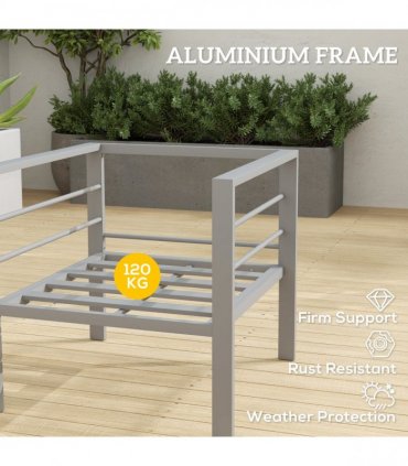 Outsunny Patio Furniture Aluminium Armchair with Cushions, Charcoal Grey