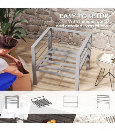Outsunny Patio Furniture Aluminium Armchair with Cushions, Charcoal Grey