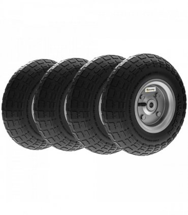 Outsunny Set of Four 10" Pneumatic Wheels for Barn Carts, Garden Cart Black