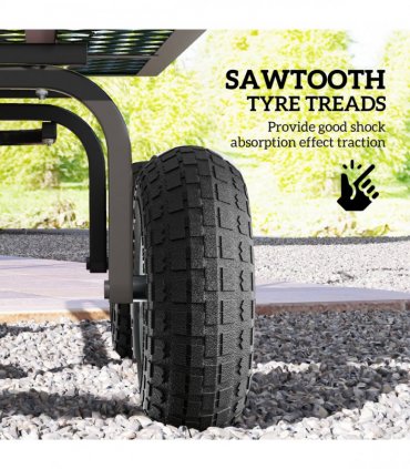 Outsunny Set of Four 10" Pneumatic Wheels for Barn Carts, Garden Cart Black