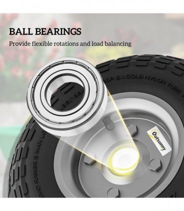 Outsunny Set of Four 10" Pneumatic Wheels for Barn Carts, Garden Cart Black