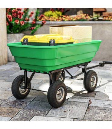 Outsunny Set of Four 10" Pneumatic Wheels for Barn Carts, Garden Cart Black