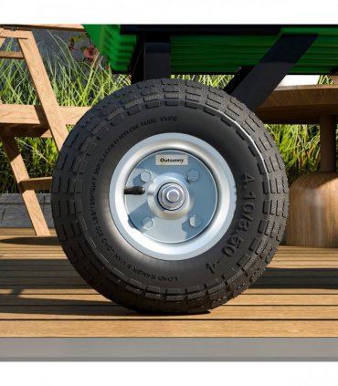 Outsunny Set of Four 10" Pneumatic Wheels for Barn Carts, Garden Cart Black