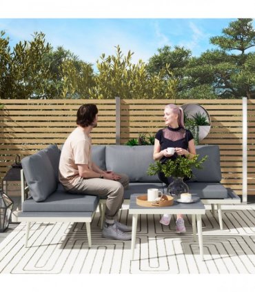 Outsunny 3 Piece Garden Furniture Set with 5-Level Adjustable Lounger, Grey