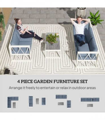 Outsunny 5 Seater Sectional Outdoor Sofa Set with Loveseats for Garden Grey
