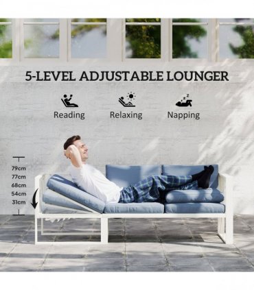 Outsunny 5 Seater Sectional Outdoor Sofa Set with Loveseats for Garden Grey