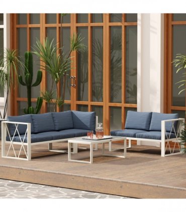 Outsunny 5 Seater Sectional Outdoor Sofa Set with Loveseats for Garden Grey