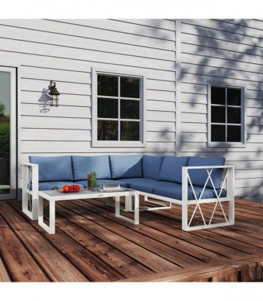 Outsunny 5 Seater Sectional Outdoor Sofa Set with Loveseats for Garden Grey