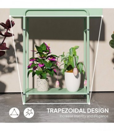 Elegant Green Metal Plant Stand - Two-Tier Design for Versatile Arrangements