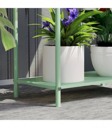 Elegant Green Metal Plant Stand - Two-Tier Design for Versatile Arrangements