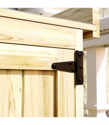 Outsunny Wooden Garden Storage Shed w/Hinged Roof and Shelf, Natural Wood