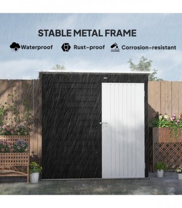 Outsunny 6 x 4ft Metal Garden Shed with Lockable Door and Gloves, Dark Grey