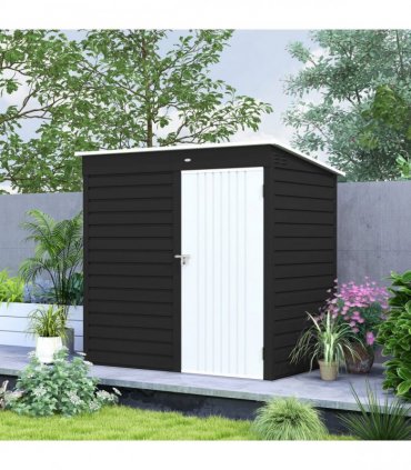 Outsunny 6 x 4ft Metal Garden Shed with Lockable Door and Gloves, Dark Grey