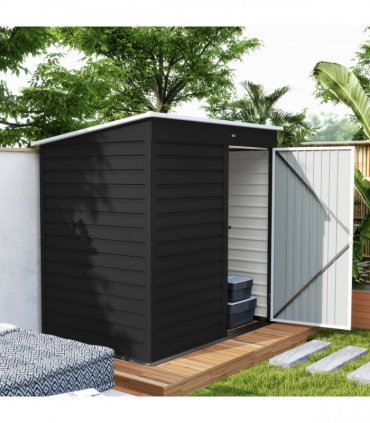 Outsunny 6 x 4ft Metal Garden Shed with Lockable Door and Gloves, Dark Grey