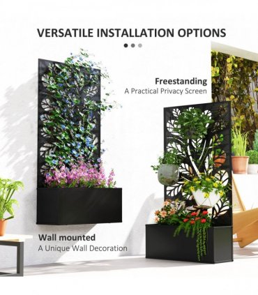Outsunny Metal Raised Garden Bed with Trellis, Outdoor Elevated Planter Box