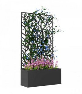 Outsunny Metal Raised Garden Bed with Trellis, Outdoor Elevated Planter Box