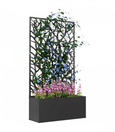 Outsunny Metal Raised Garden Bed with Trellis, Outdoor Elevated Planter Box