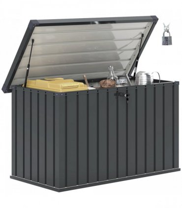 Outsunny 400L Waterproof Metal Outdoor Storage Box with Lock and Keys