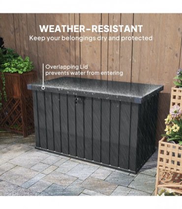 Outsunny 400L Waterproof Metal Outdoor Storage Box with Lock and Keys