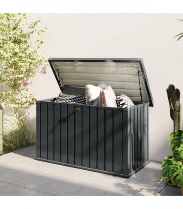 Outsunny 400L Waterproof Metal Outdoor Storage Box with Lock and Keys