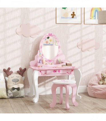 Kids' Ballet Print Vanity Set with Storage and Safety Features