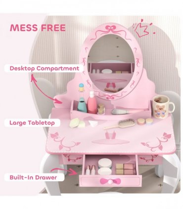 Kids' Ballet Print Vanity Set with Storage and Safety Features