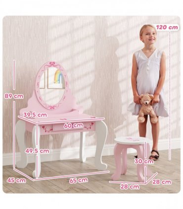 Kids' Ballet Print Vanity Set with Storage and Safety Features