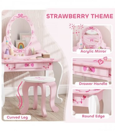 Kids' Ballet Print Vanity Set with Storage and Safety Features