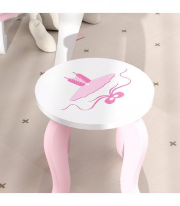 Kids' Ballet Print Vanity Set with Storage and Safety Features