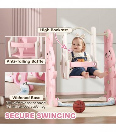 Rabbit-Themed Playground Set - Safe Fun for Kids - Slide, Swing & Climber