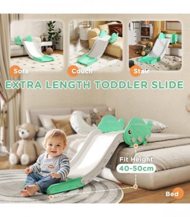 AIYAPLAY Kids Sofa Slide, Toddler Slide with 130cm Extended Length, Green