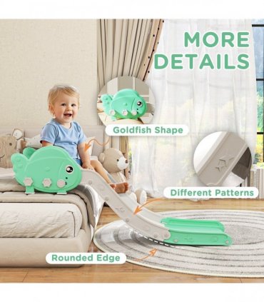 AIYAPLAY Kids Sofa Slide, Toddler Slide with 130cm Extended Length, Green