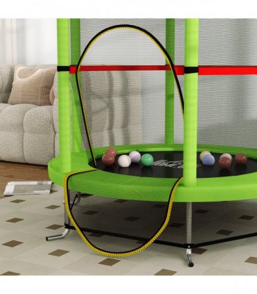 HOMCOM Kids Trampoline Mini Bouncer w/ Enclosure Net for 3-6 Years Green