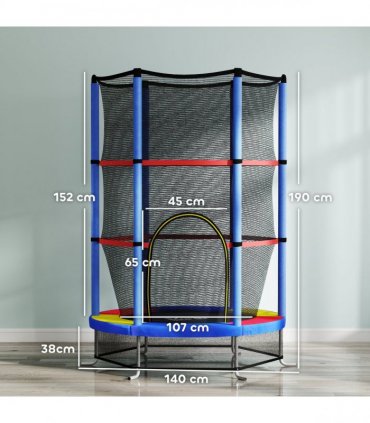 HOMCOM Kids Trampoline Mini Bouncer w/ Enclosure Net for 3-6 Years