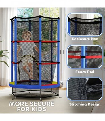 HOMCOM Kids Trampoline Mini Bouncer w/ Enclosure Net for 3-6 Years