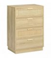HOMCOM 4 Drawer Dresser, Boho Chest of Drawers Storage Cabinet, Natural