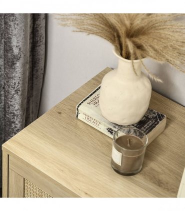 HOMCOM 4 Drawer Dresser, Boho Chest of Drawers Storage Cabinet, Natural