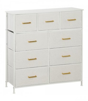 Stylish Cream White Storage Unit with Nine Drawers and Durable Steel Frame