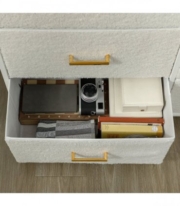Stylish Cream White Storage Unit with Nine Drawers and Durable Steel Frame