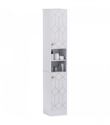 HOMCOM Slim Bathroom Storage Unit, Bathroom Cabinet with Doors, White