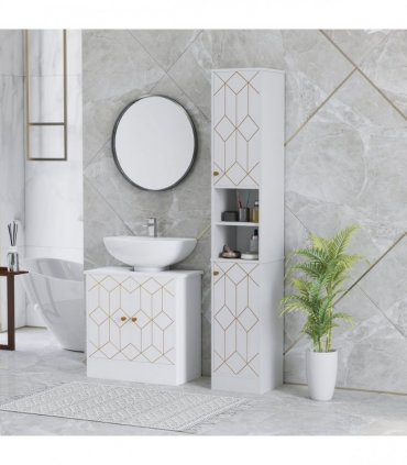 HOMCOM Slim Bathroom Storage Unit, Bathroom Cabinet with Doors, White