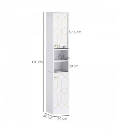 HOMCOM Slim Bathroom Storage Unit, Bathroom Cabinet with Doors, White