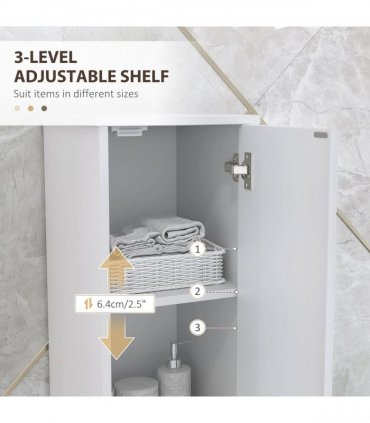 HOMCOM Slim Bathroom Storage Unit, Bathroom Cabinet with Doors, White