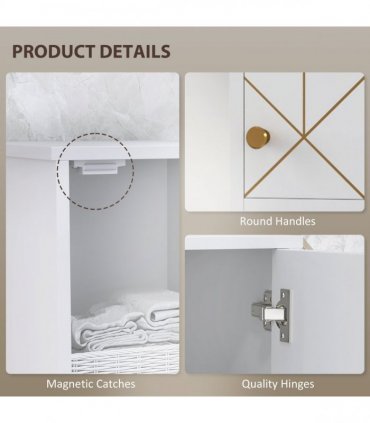 HOMCOM Slim Bathroom Storage Unit, Bathroom Cabinet with Doors, White