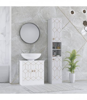 HOMCOM Slim Bathroom Storage Unit, Bathroom Cabinet with Doors, White