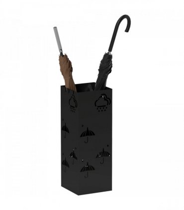HOMCOM Decorative Umbrella Holder w/ Drip Tray 4 Hooks for Entryway Black