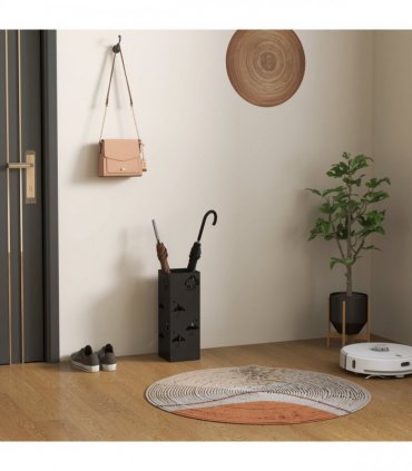 HOMCOM Decorative Umbrella Holder w/ Drip Tray 4 Hooks for Entryway Black